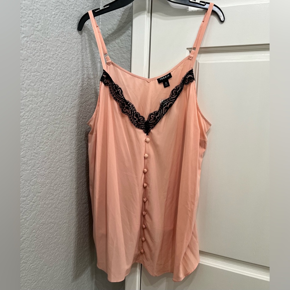 Torrid NWT peachy lace trim camisole blouse